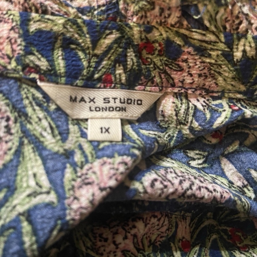 Max Studio Women’s Maxi Dress Sz 1X Ruffled V-neck Shirred waist Fits XL - Picture 14 of 14
